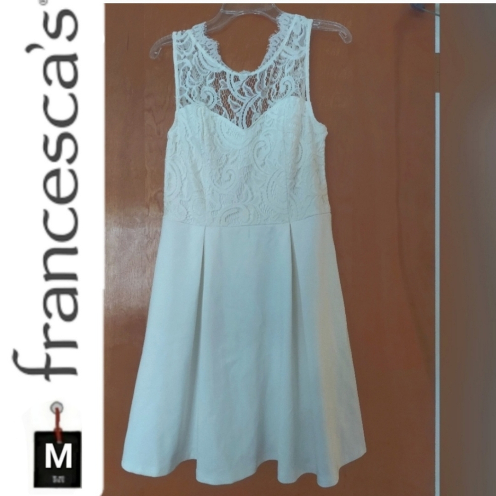 ☂️3/$30 Francesca's White Lace Dress Mini, Size Medium